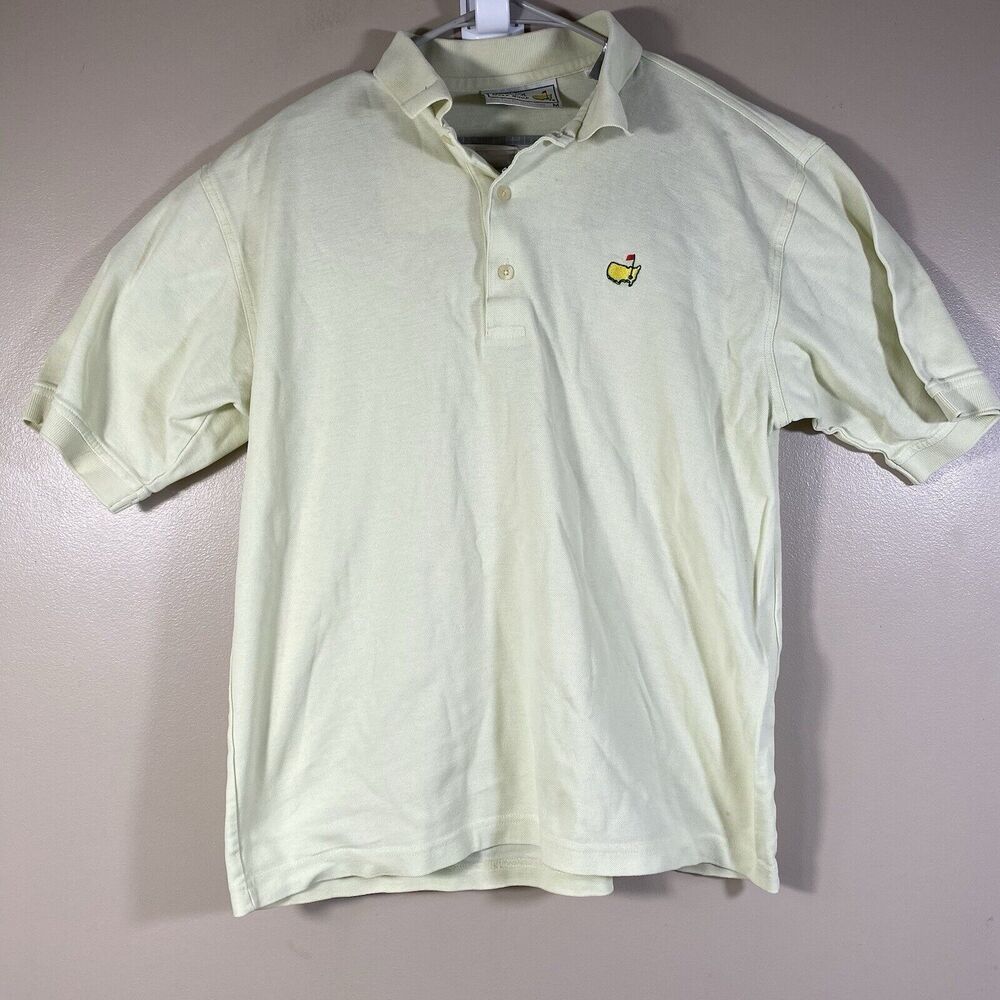Vintage Augusta National The Masters Pale Yellow Golf Polo Shirt Size Medium